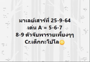 หวยมาเลย์วันนี้ 25/9/64 ชุดที่ 8