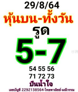 หวยหุ้นวันนี้ 29/9/64 ชุดที่ 9