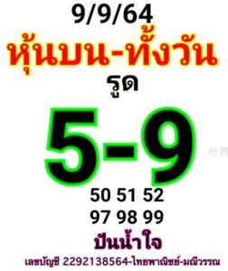 หวยหุ้นวันนี้ 9/9/64 ชุดที่ 10