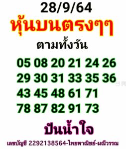 หวยหุ้นวันนี้ 28/9/64 ชุดที่ 8