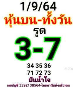 หวยหุ้นวันนี้ 1/9/64 ชุดที่ 3