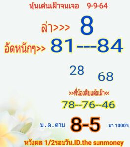 หวยหุ้นวันนี้ 9/9/64 ชุดที่ 6