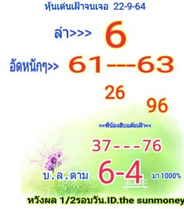 หวยหุ้นวันนี้ 22/9/64 ชุดที่ 4