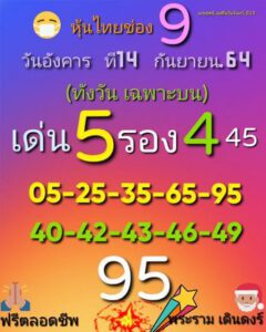 หวยหุ้นวันนี้ 14/9/64 ชุดที่ 4