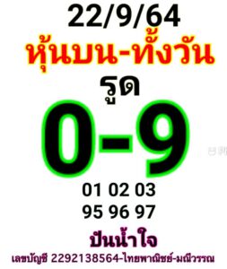 หวยหุ้นวันนี้ 22/9/64 ชุดที่ 3