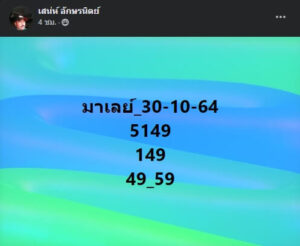 หวยมาเลย์วันนี้ 30/10/64 ชุดที่ 6