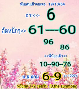 หวยหุ้นวันนี้ 19/10/64 ชุดที่ 2