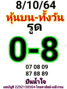 หวยหุ้นวันนี้ 8/10/64 ชุดที่ 2