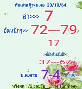 หวยหุ้นวันนี้ 20/10/64 ชุดที่ 8