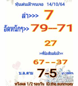 หวยหุ้นวันนี้ 14/10/64 ชุดที่ 8