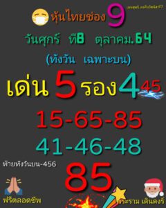 หวยหุ้นวันนี้ 8/10/64 ชุดที่ 6