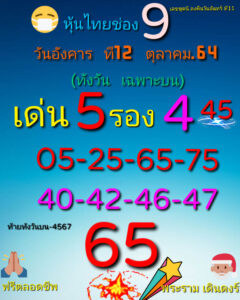 หวยหุ้นวันนี้ 12/10/64 ชุดที่ 3