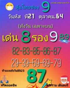 หวยหุ้นวันนี้ 21/10/64 ชุดที่ 3