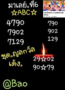 หวยมาเลย์วันนี้ 6/11/64 ชุดที่ 8