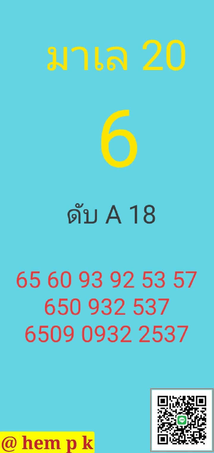 หวยมาเลย์วันนี้ 20/11/64 ชุดที่ 10