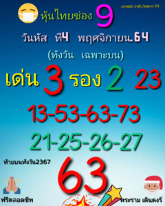 หวยหุ้นวันนี้ 4/11/64 ชุดที่ 1