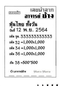 หวยหุ้นวันนี้ 12/11/64 ชุดที่ 2