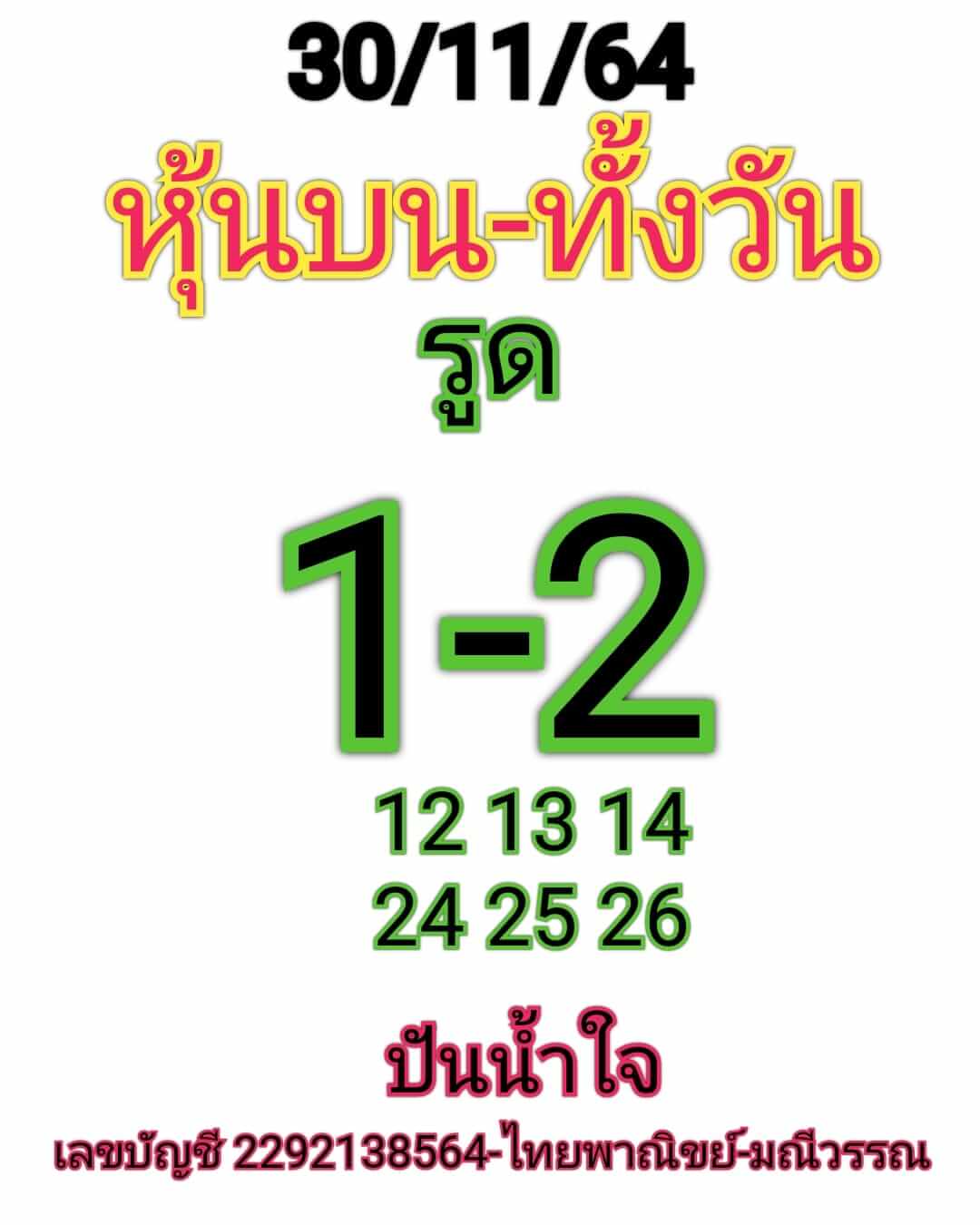 หวยหุ้นวันนี้ 30/11/64 ชุดที่ 7