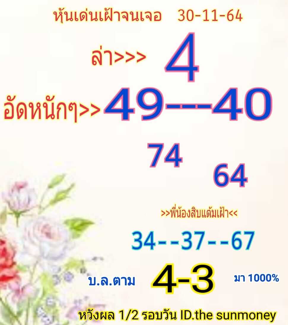 หวยหุ้นวันนี้ 30/11/64 ชุดที่ 5