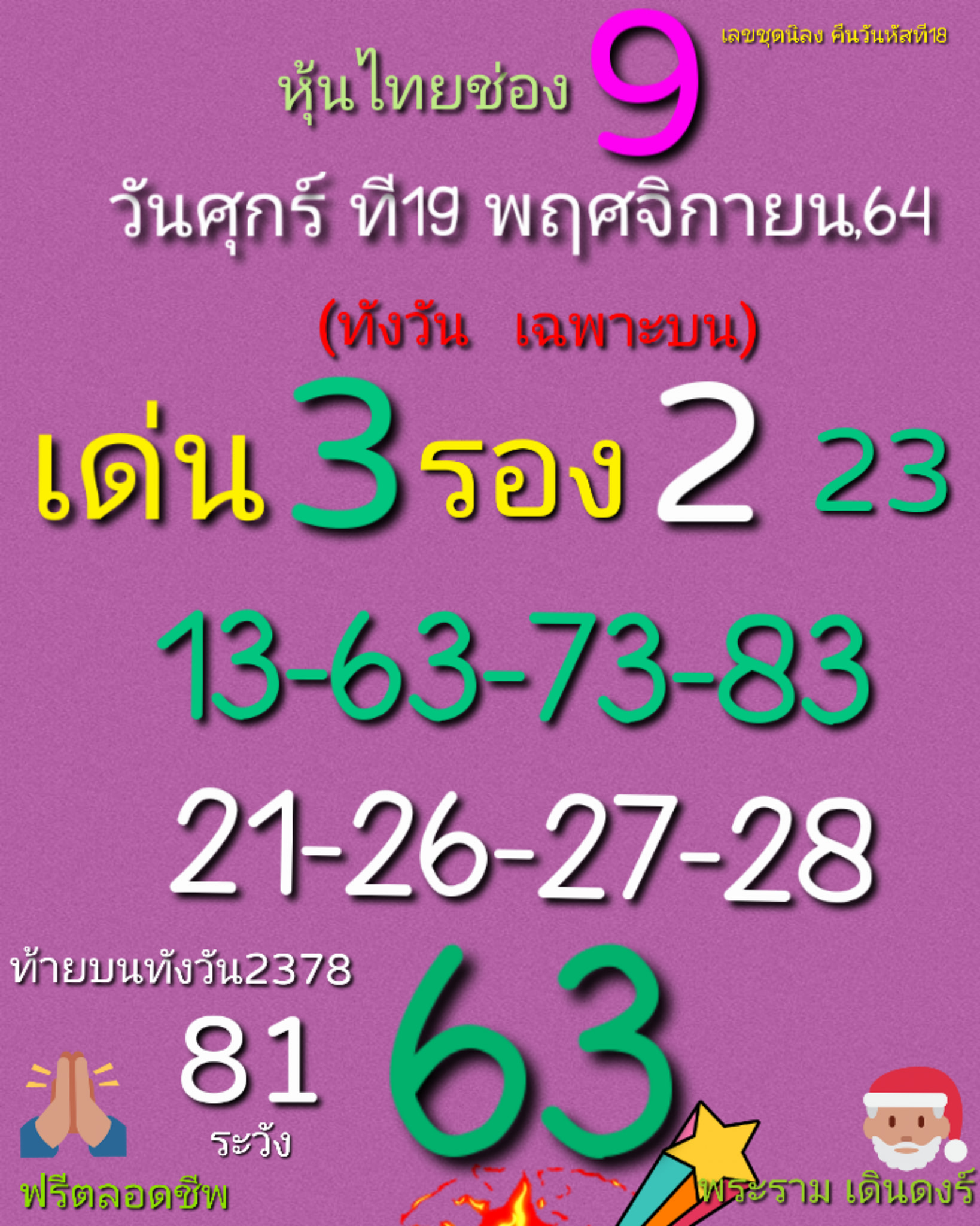 หวยหุ้นวันนี้ 19/11/64 ชุดที่ 7