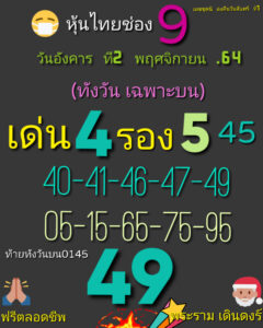 หวยหุ้นวันนี้ 2/11/64 ชุดที่ 4