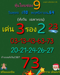 หวยหุ้นวันนี้ 10/11/64 ชุดที่ 8