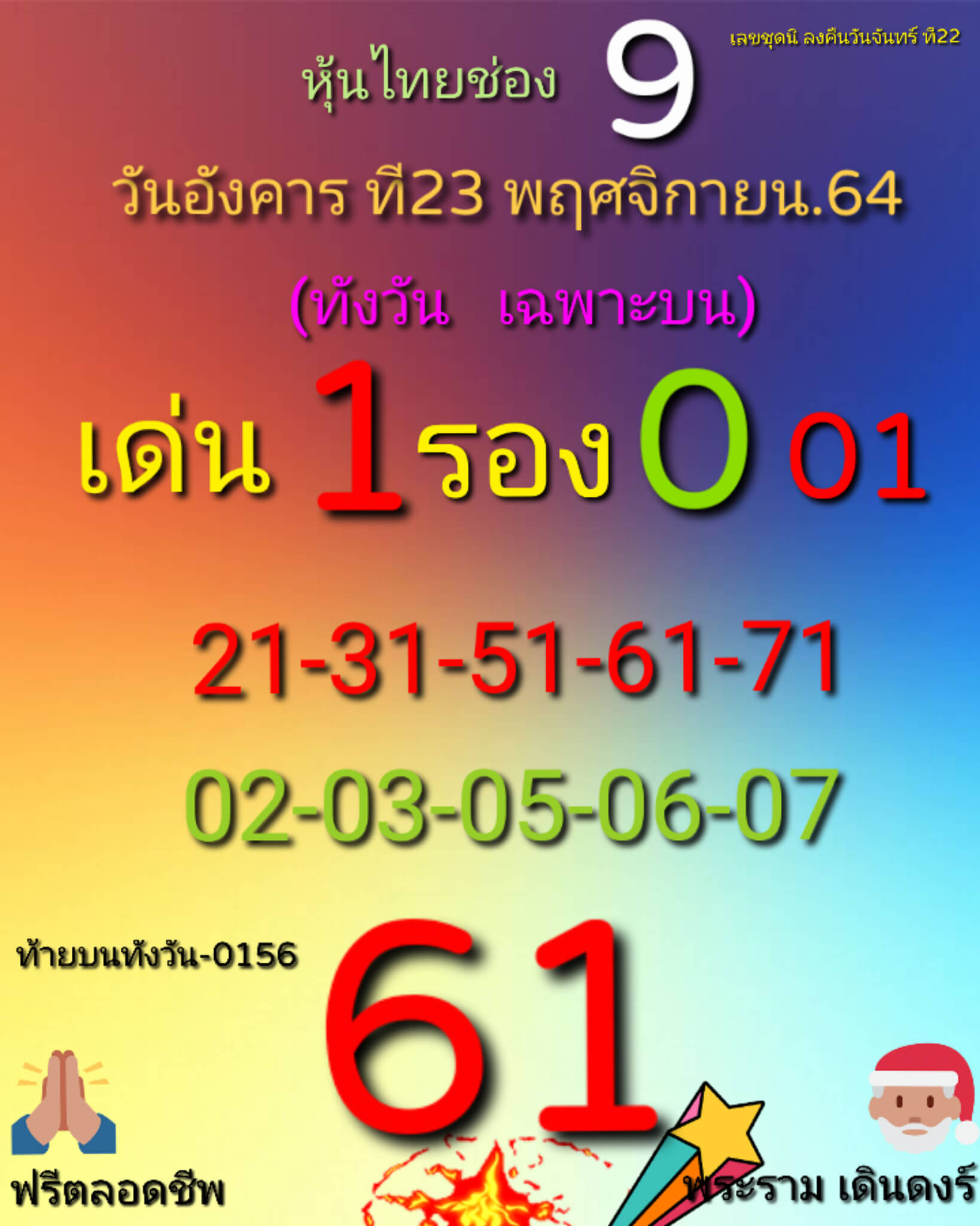 หวยหุ้นวันนี้ 23/11/64 ชุดที่ 1