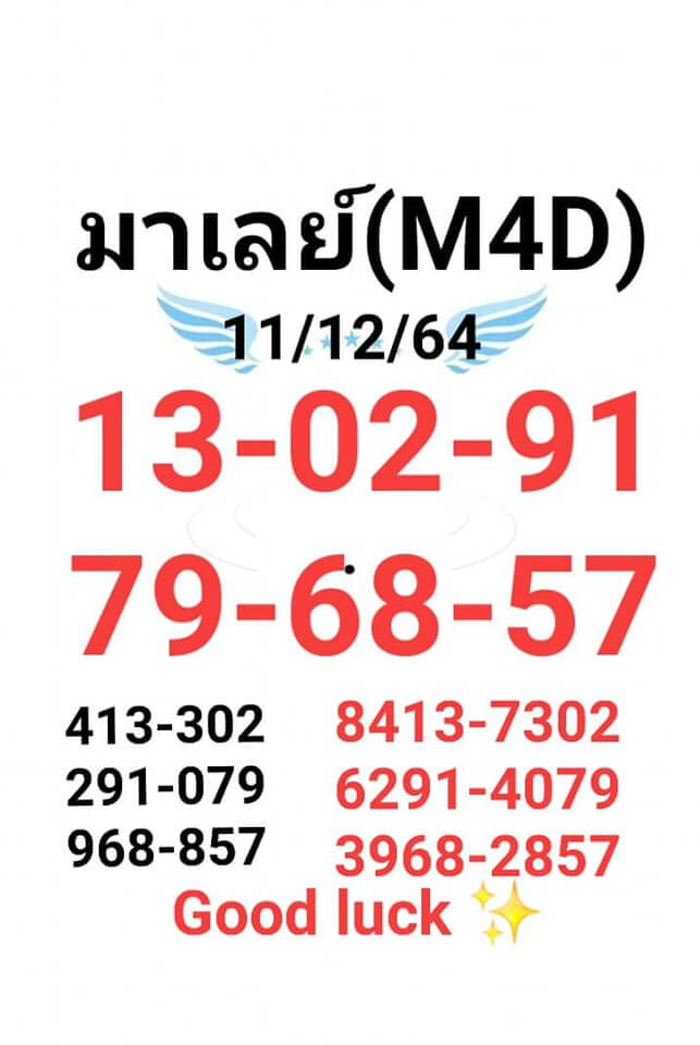 หวยมาเลย์วันนี้ 11/12/64 ชุดที่ 9