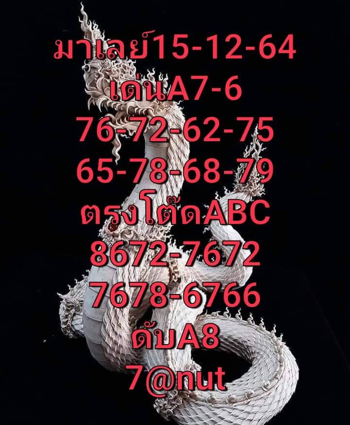 หวยมาเลย์วันนี้ 15/12/64 ชุดที่ 9