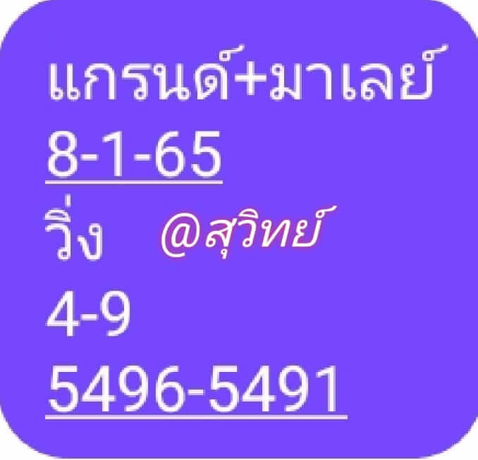 หวยมาเลย์วันนี้ 8/1/65 ชุดที่ 7