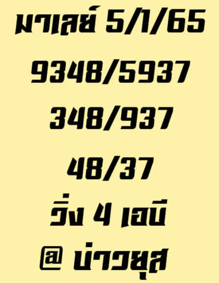 หวยมาเลย์วันนี้ 5/1/65 ชุดที่ 9