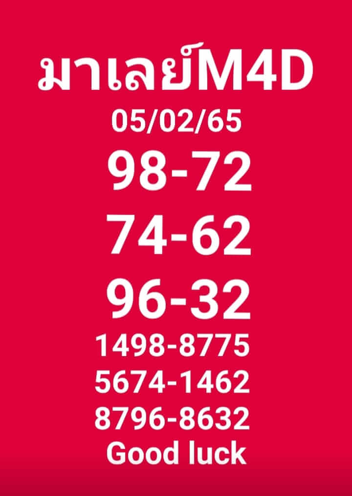 หวยมาเลย์วันนี้ 5/2/65 ชุดที่ 7