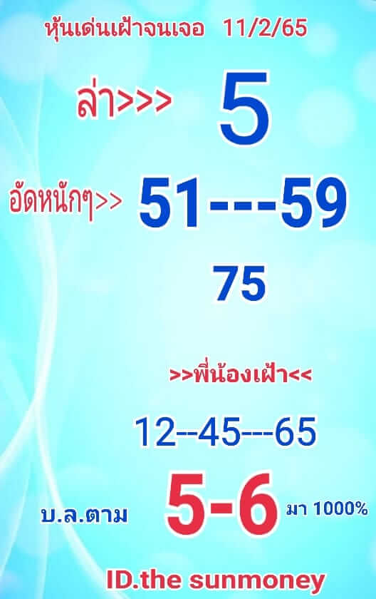 หวยหุ้นวันนี้ 11/2/65 ชุดที่ 9