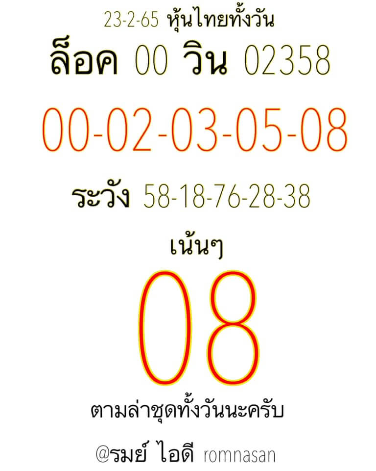 หวยหุ้นวันนี้ 23/2/65 ชุดที่ 4