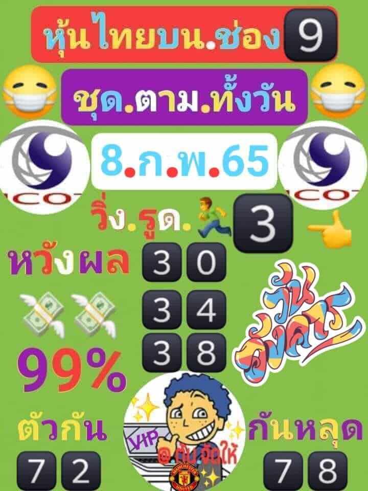 หวยหุ้นวันนี้ 8/2/65 ชุดที่ 3