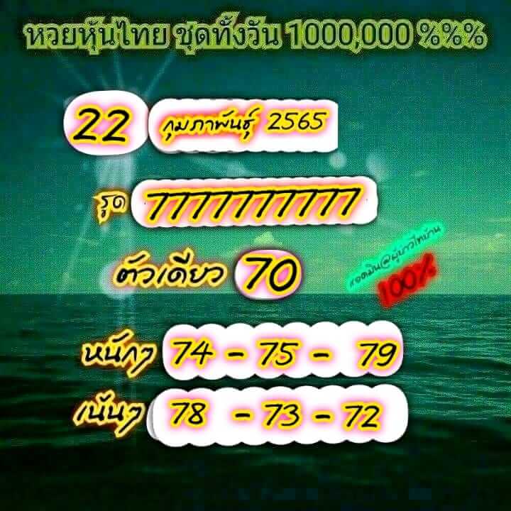 หวยหุ้นวันนี้ 22/2/65 ชุดที่ 3