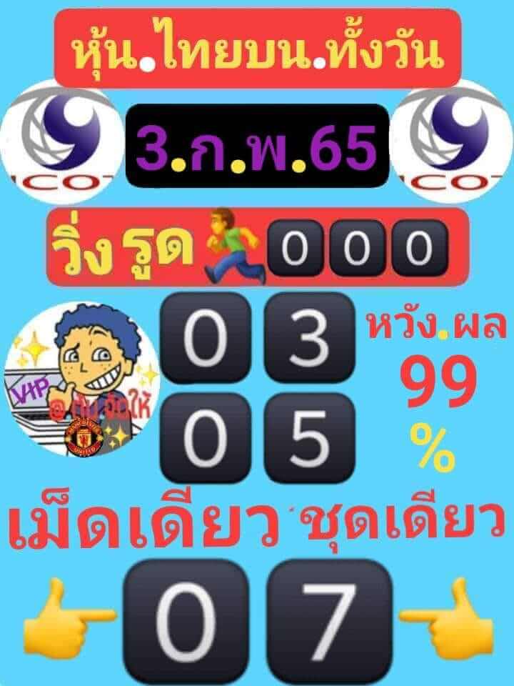 หวยหุ้นวันนี้ 3/2/65 ชุดที่ 7