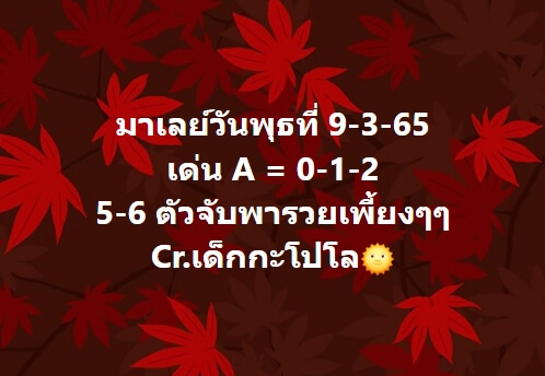 หวยมาเลย์วันนี้ 9/3/65 ชุดที่ 4