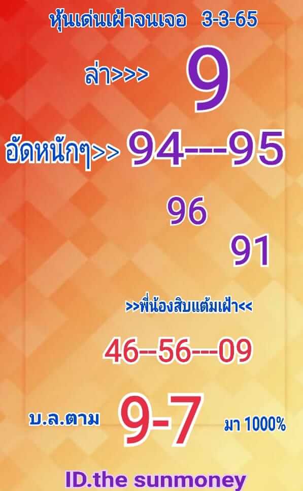 หวยหุ้นวันนี้ 3/3/65 ชุดที่ 2