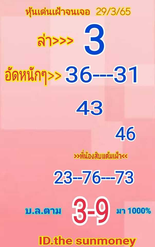 หวยหุ้นวันนี้ 29/3/65 ชุดที่ 9