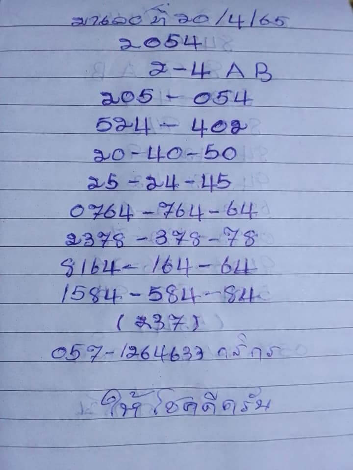 หวยมาเลย์วันนี้ 20/4/65 ชุดที่ 1