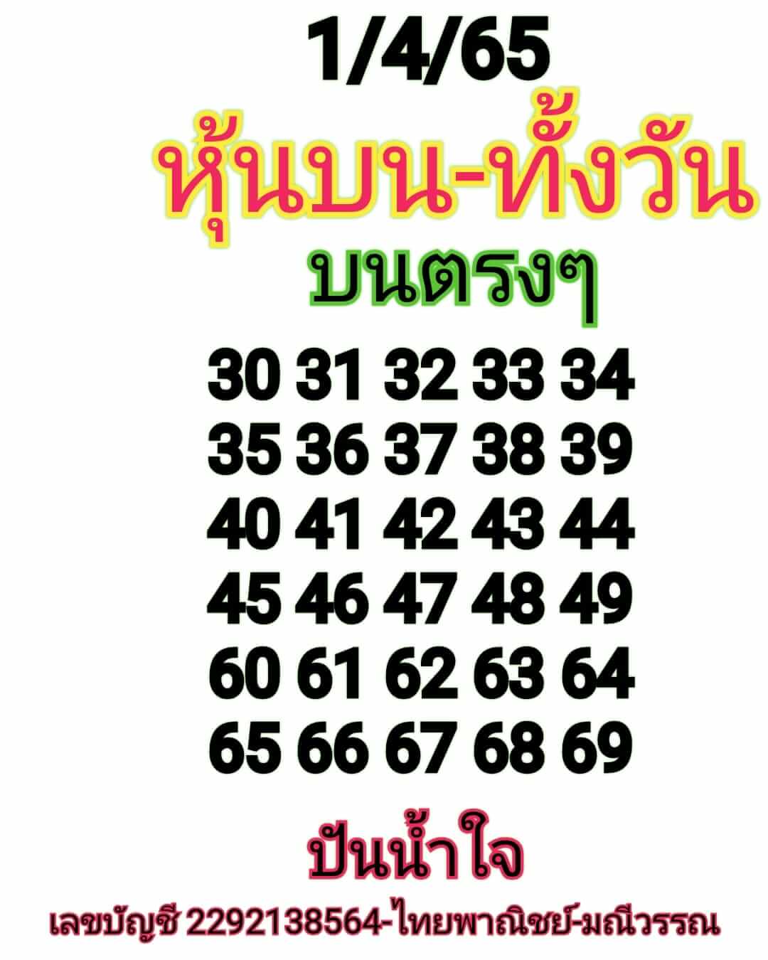 หวยหุ้นวันนี้ 1/4/65 ชุดที่ 6