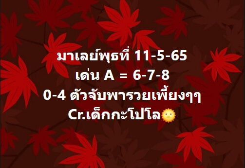 หวยมาเลย์วันนี้ 11/5/65 ชุดที่ 2