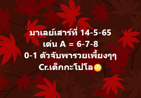 หวยมาเลย์วันนี้ 14/5/65 ชุดที่ 3