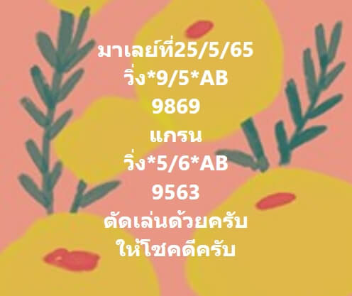 หวยมาเลย์วันนี้ 25/5/65 ชุดที่ 3