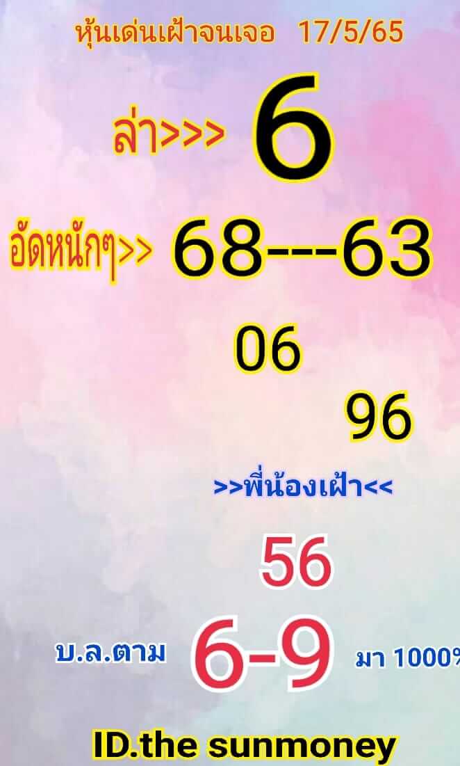 หวยหุ้นวันนี้ 17/5/65 ชุดที่ 9