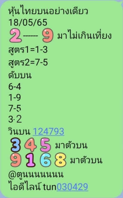 หวยหุ้นวันนี้ 18/5/65 ชุดที่ 7