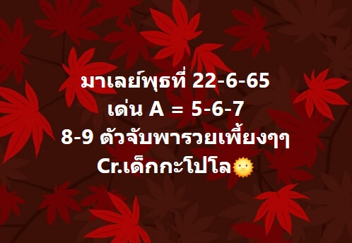 หวยมาเลย์วันนี้ 22/6/65 ชุดที่ 4