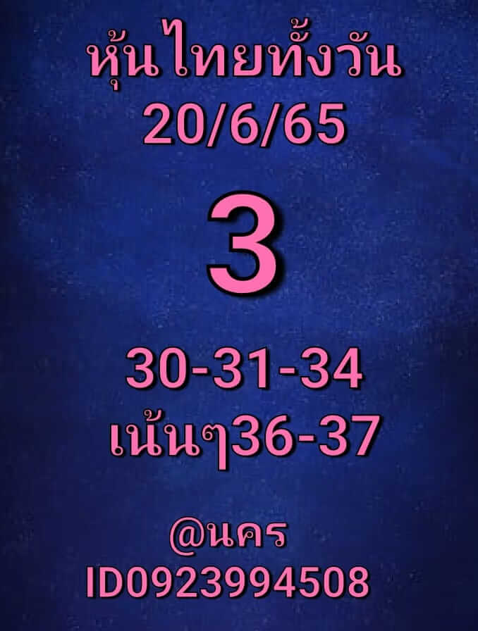 หวยหุ้นวันนี้ 20/6/65 ชุดที่ 1