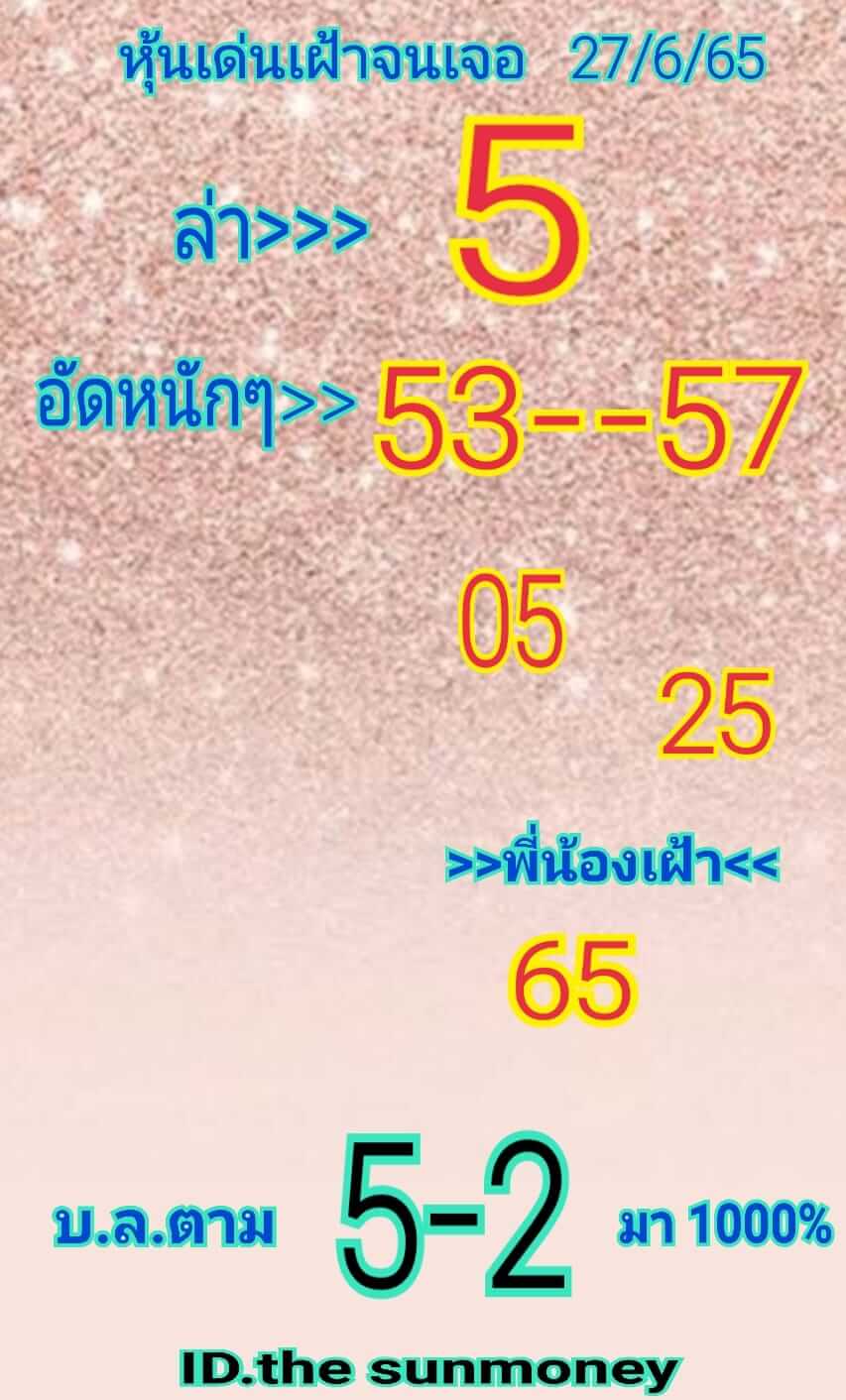 หวยหุ้นวันนี้ 27/6/65 ชุดที่ 10